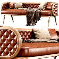 Victoria leather three-seater restaurant sofa LC15