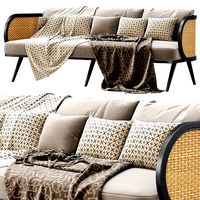 Victoria wooden rattan three-seater sofa BA70
