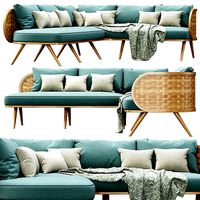 Victoria wooden rattan corner sofa XY40