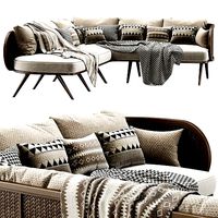 Victoria wooden rattan corner sofa VA30