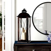 Traditional Tall Metal Floor Lantern with Candle Included