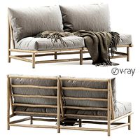 Rock the Kasbah wooden loveseat - vray version