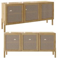 Credenza con intreccio viennese in legno di quercia Jolie