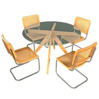 Anders Round Glass-Top Table and Cesca Replica Cantilever Chairs