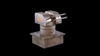 Realistic Turret with two guns on concrete podium gameready