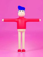 3D Character man cartoon art t post All parts can be separated