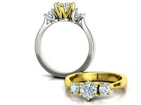 3Stone Engagement Ring Crown Ring 6mm Stone | 3D