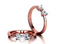 Bow Knot Ring Heart 4x4 Stone Two Hearts Ring 3dmodel | 3D