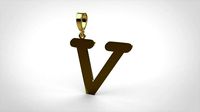 pendant alphabet courier V  medium | 3D