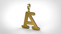 pendant alphabet courier A small  | 3D