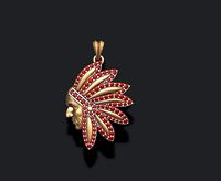 Native American Indian man pendant with gems | 3D