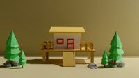 3d beach house lowpoly