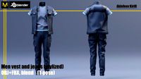 men vest and jeans