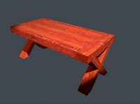 wooden table low poly and textures