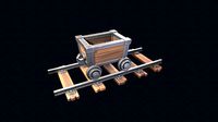 stylized trolley and rails