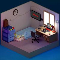 low poly small bedroom