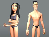 male and female cartoon characters base mesh