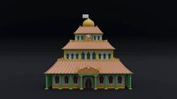 Low-poly cartoon fairy tail guild building