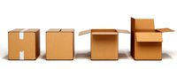 cardboard boxes open and closed