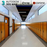 school hallway interior scene