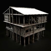medieval scout tower watchtower village guard warehouse building
