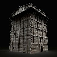 medieval watchtower scout tower village guard warehouse building
