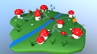 cartoon mushroom village