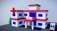 low poly hospital scene