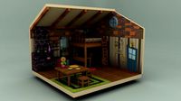 cartoon low poly 3d house