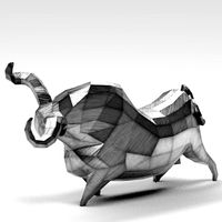 geometric metal white bull figurine