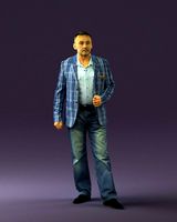 man in jeans blue white jacket 0559