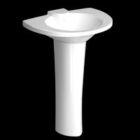 pedestal half round wash basin modeled in 3ds max