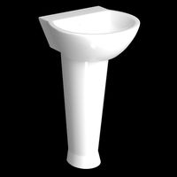 pedestal half round wash basin modeled in 3ds max
