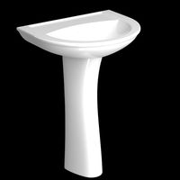 pedestal half round wash basin modeled in 3ds max