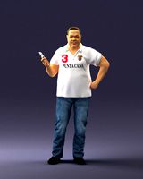 man in t-shirt with phone 0464