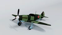 low poly cartoon lagg-3 wwii airplane