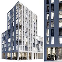 modern residential building 01 - night