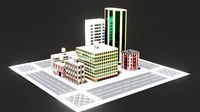 low poly city block