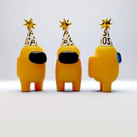 among us yellow party hat character