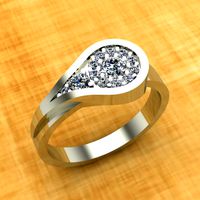 elegant ring in the form of a drop with stones