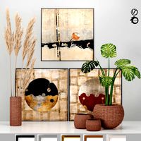 decor set -no9- vase baskets by 3 art frames