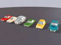cartoon flying cars low-poly