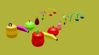 Asset pack of fruits vegetables and flowers