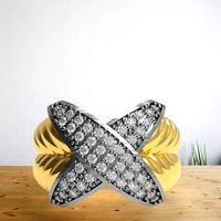 Light weight gold ring with X shape Gem on top