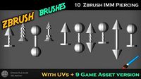 Piercings ZBRUSH BRUSH IMM 2020 and 9 Game Assets