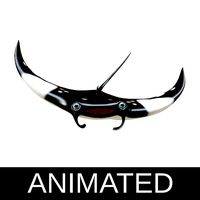 Gaint Oceanic Manta ray Animated Fish Cartoon Style