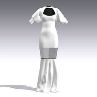 FISH DRESS WITH TULLE WATERMELTER SLEEVE HEART COLLAR
