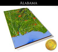 Alabama 3 High resolution 3D relief maps