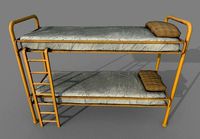 Old Yellow Bunk Bed Mattress and Pillows