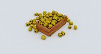 Wooden crate and yellow peppers